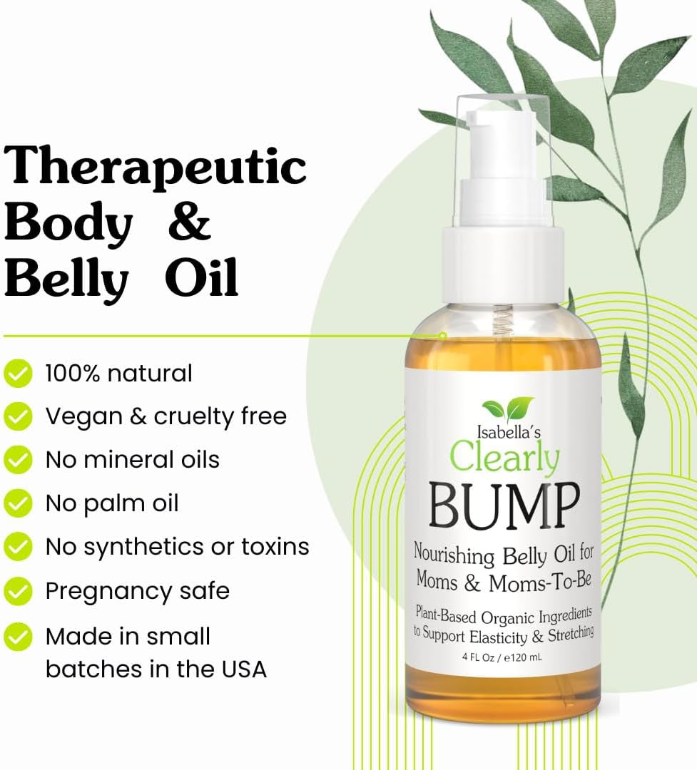 BUMP, Huile De Massage Organique Pour Femmes Enceintes | Huile Raffermissante Et Apaisante Pour Favoriser L'Élasticité Naturelle Et Soutenir La Peau Pendant La Grossesse, Post Partum(118 Ml)