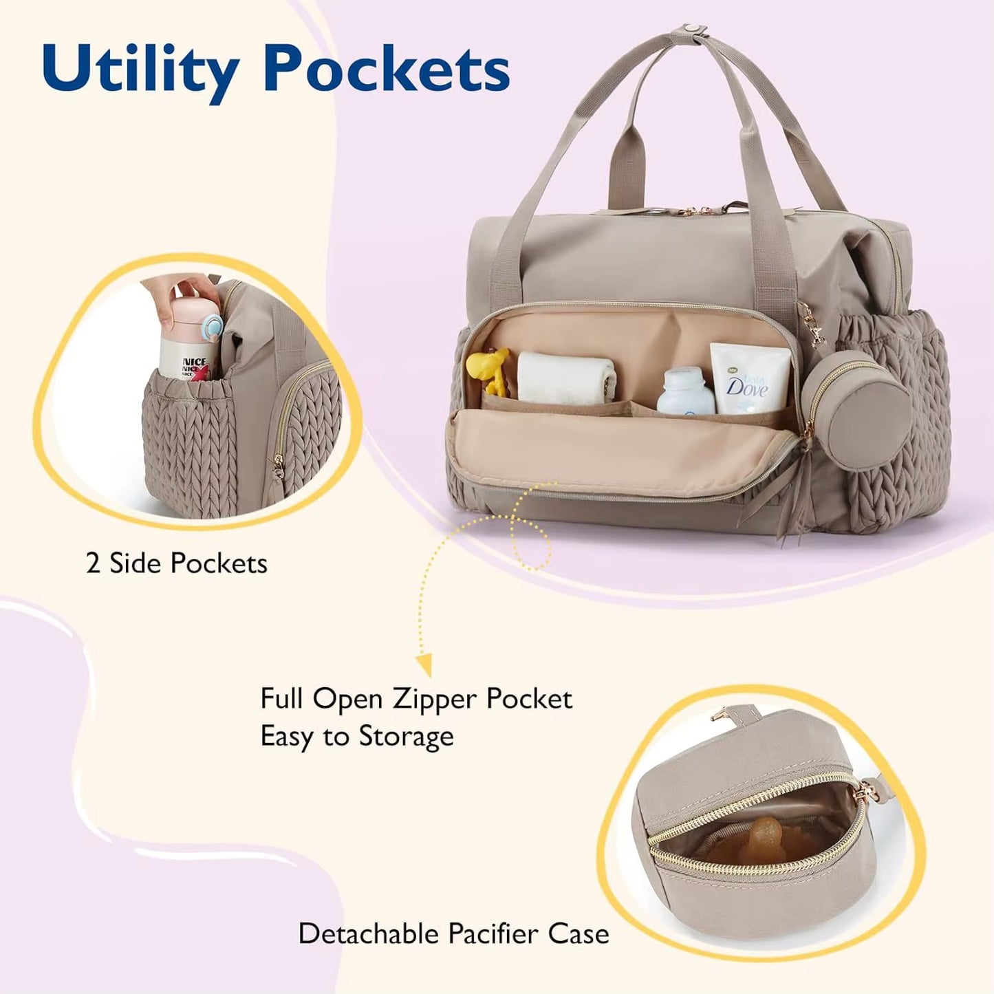 Mommy Diaper Bag Large Capacity Organizer for Baby Diapersr Stroller Hanging Bags Maternity Women Fashion Tote Lightweight