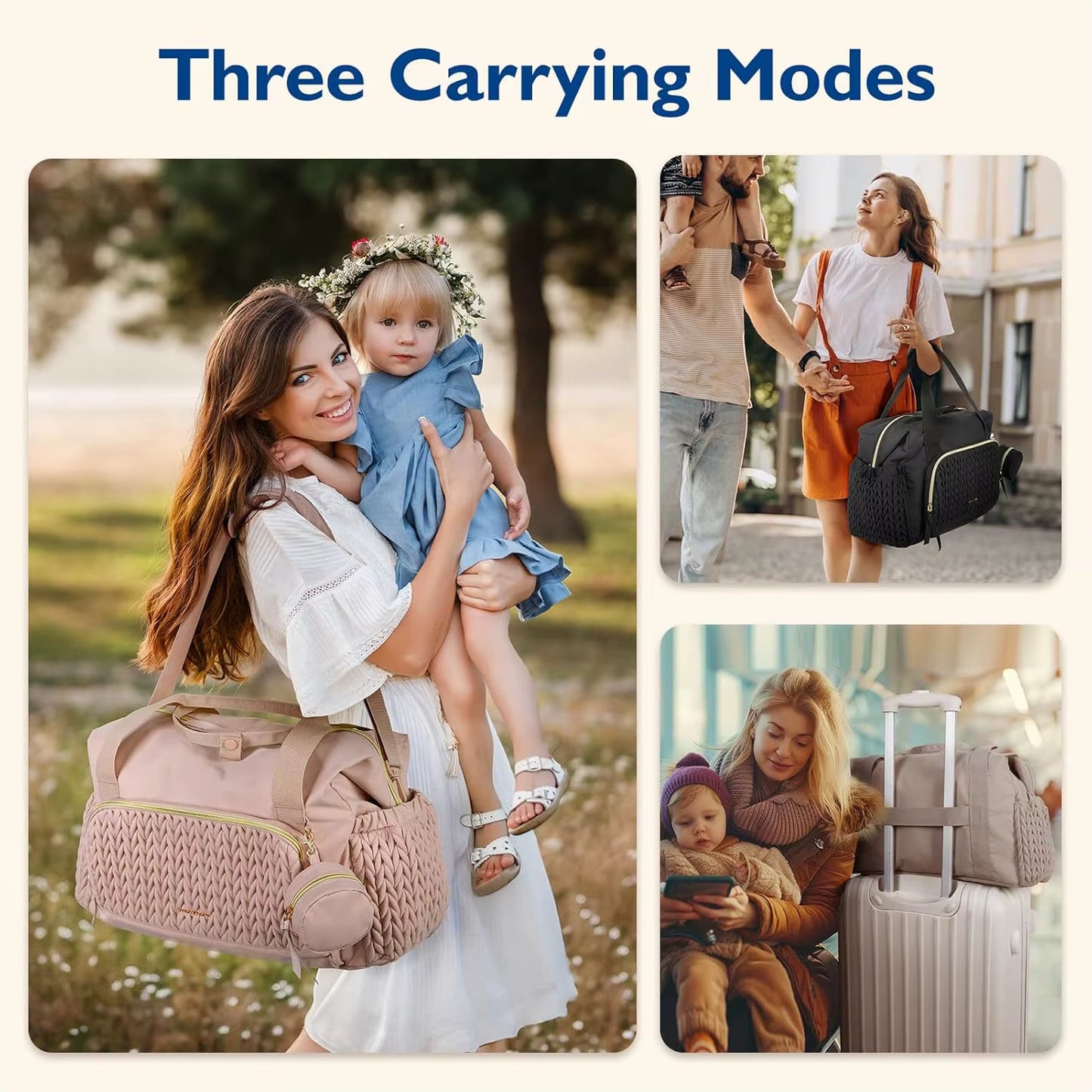 Mommy Diaper Bag Large Capacity Organizer for Baby Diapersr Stroller Hanging Bags Maternity Women Fashion Tote Lightweight