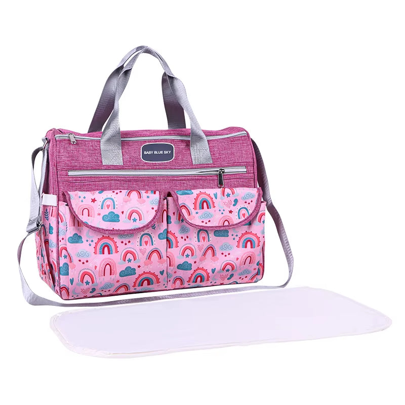 Printed Shoulder Mommy Bag Large-Capacity Cross-Body Mother and Baby Bag Satchel Diaper Bag for Pregnant Women When Going Out