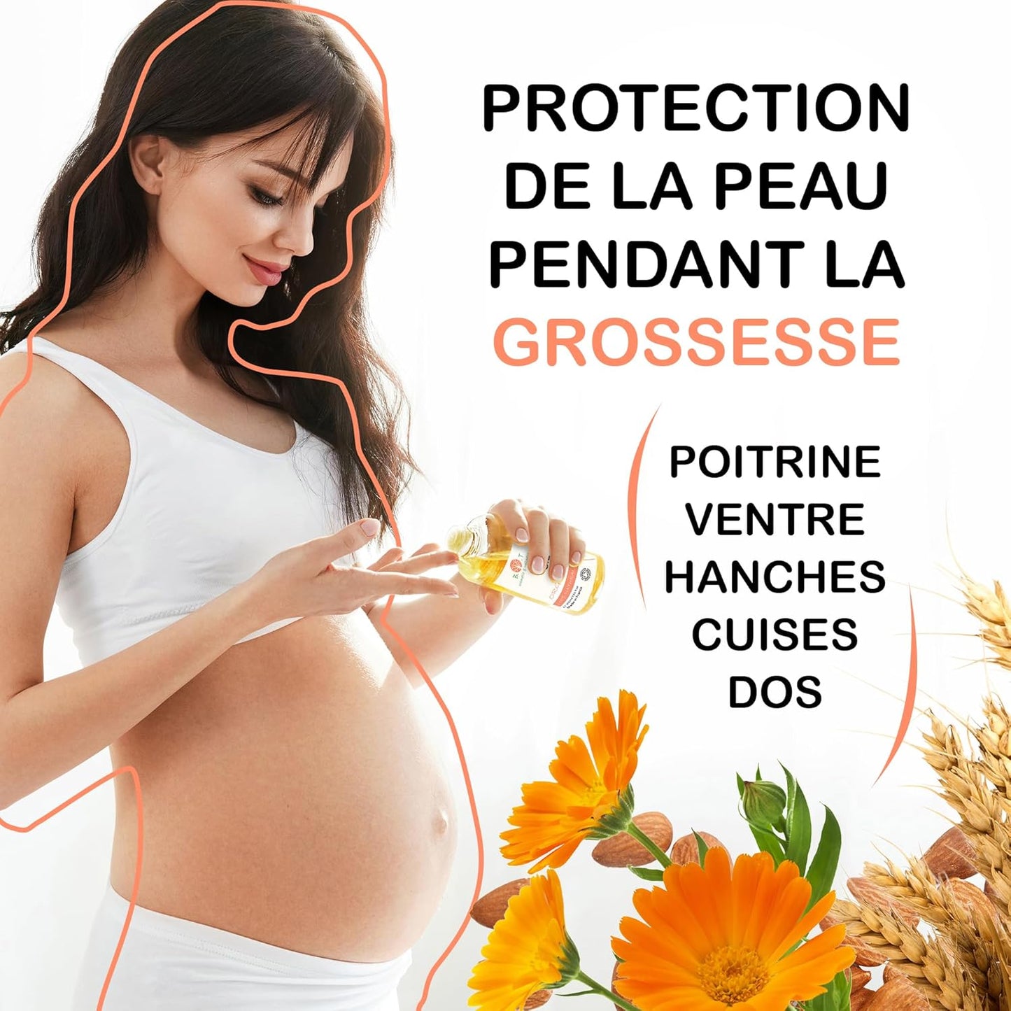 Vita Oil anti Vergetures : Vergetures De Grossesse, Huile Raffermissante Corporelle, Combat Le Relâchement Cutané À 87%, Améliore L'Apparence De La Peau (Amandes, Vitamines a & E) - 500 Ml