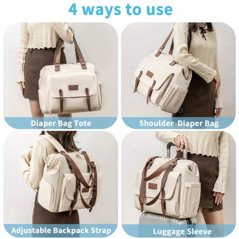 Large Capacity Multifunctional Three Use Diagonal Cross Insulation Mother and Baby Bag Essential for Long-Distance Travel