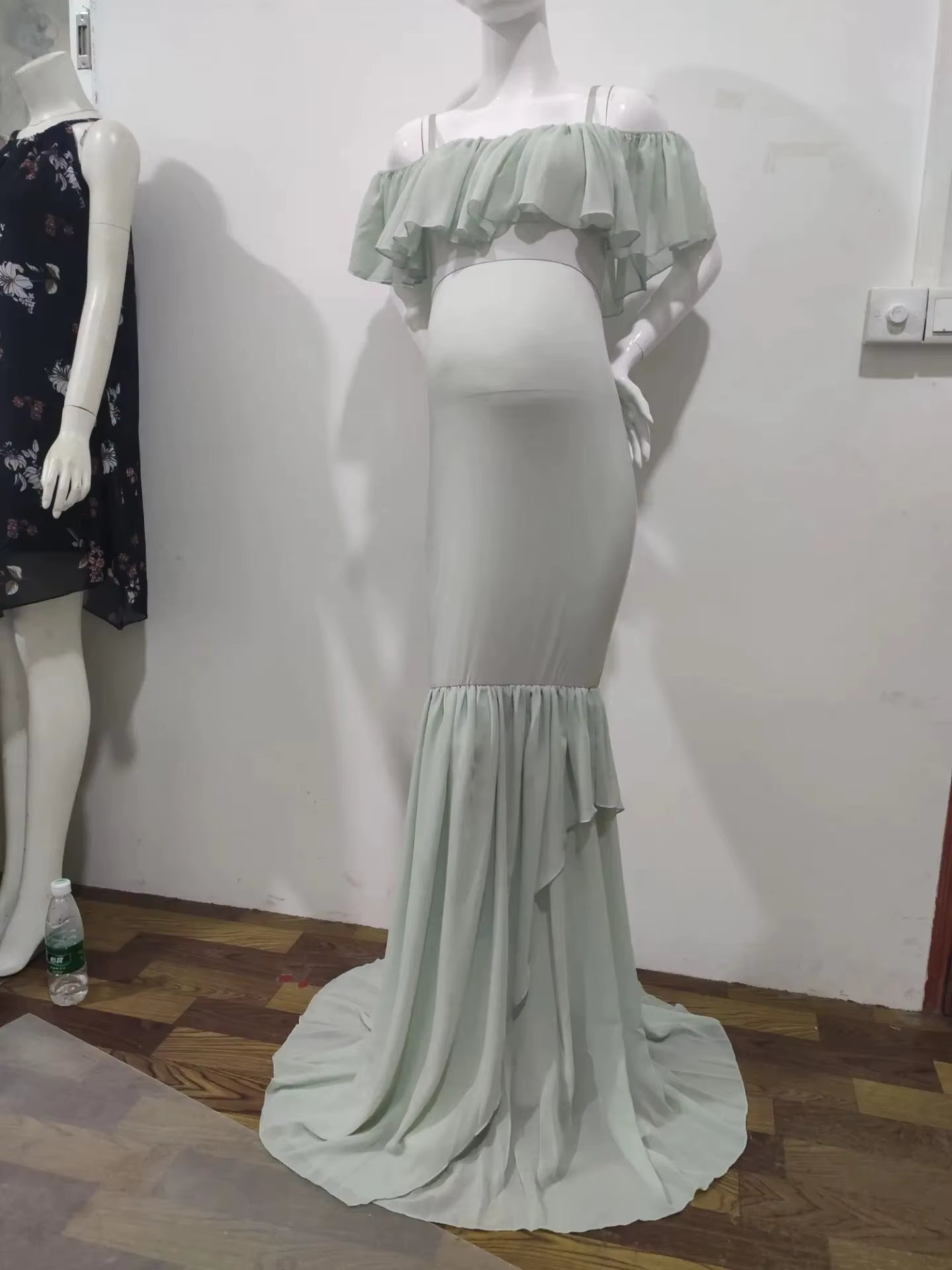 Mermaid Maternity Dresses for Photo Shoot Pregnant Women Pregnancy Dress Photography Props Sexy off Shoulder Maxi Maternity Gown