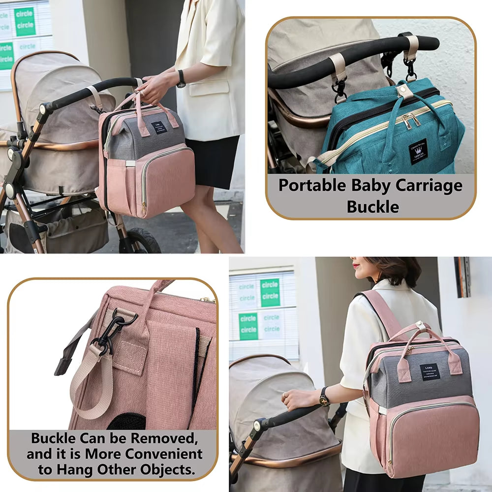 Folding Mommy Bag Lightweight Portable Folding Crib Bed Large-Capacity Baby Backpack Female Mommy Outting Bag Mummy Bag