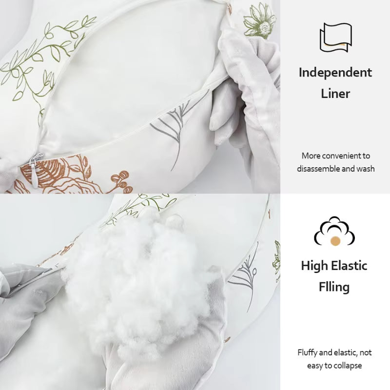Nursing Pillow U-Shaped - Multifunctional with Removable, Machine Washable Cover - Waist & Neck Support for Breastfeeding