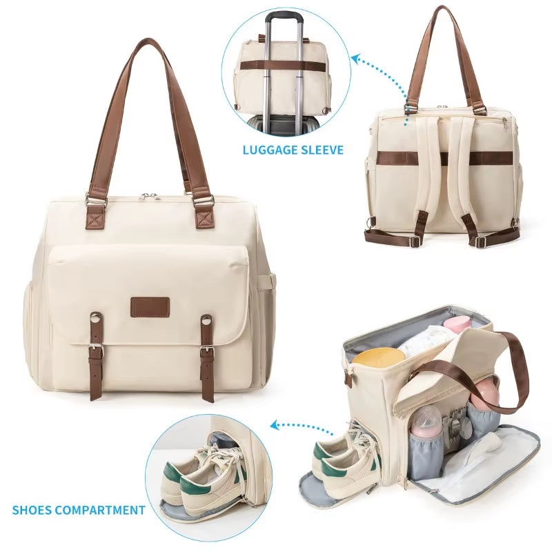 Large Capacity Multifunctional Three Use Diagonal Cross Insulation Mother and Baby Bag Essential for Long-Distance Travel