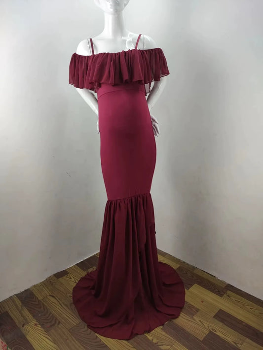 Mermaid Maternity Dresses for Photo Shoot Pregnant Women Pregnancy Dress Photography Props Sexy off Shoulder Maxi Maternity Gown