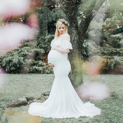 Mermaid Maternity Dresses for Photo Shoot Pregnant Women Pregnancy Dress Photography Props Sexy off Shoulder Maxi Maternity Gown